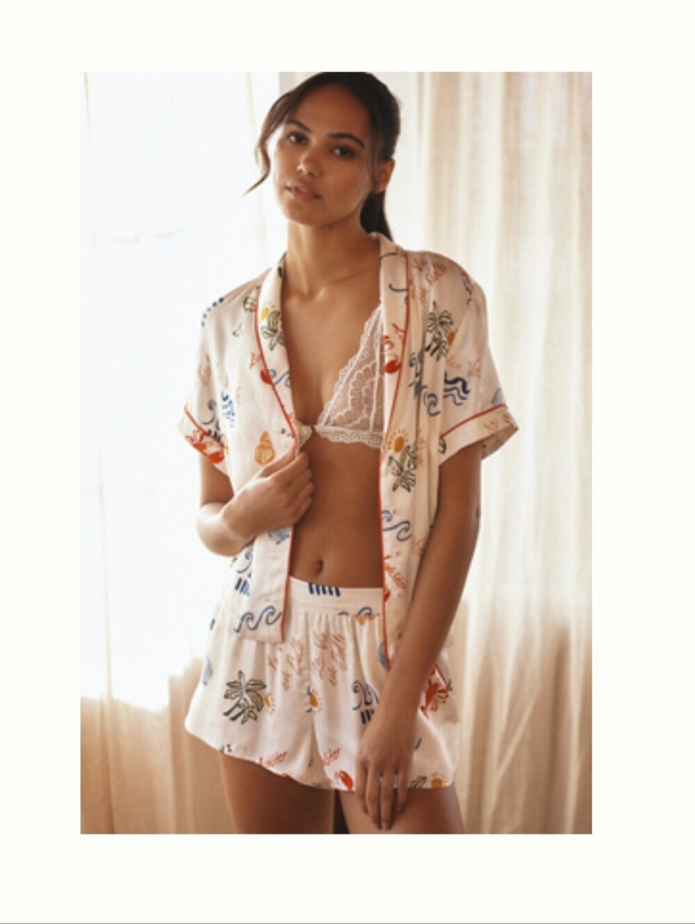 NWOT- Lyrebird Silky Pajama Top + Silky Pajama Shorts